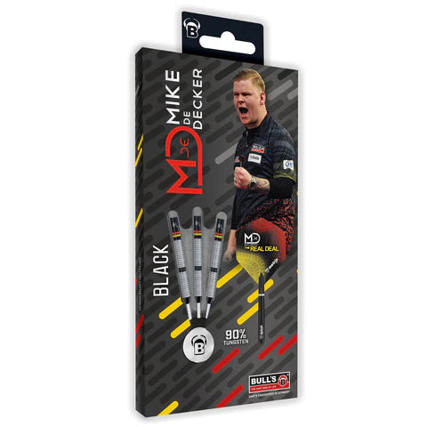BULLS MIKE DE DECKER 90% STEEL TIP DARTS - BLACK EDITION