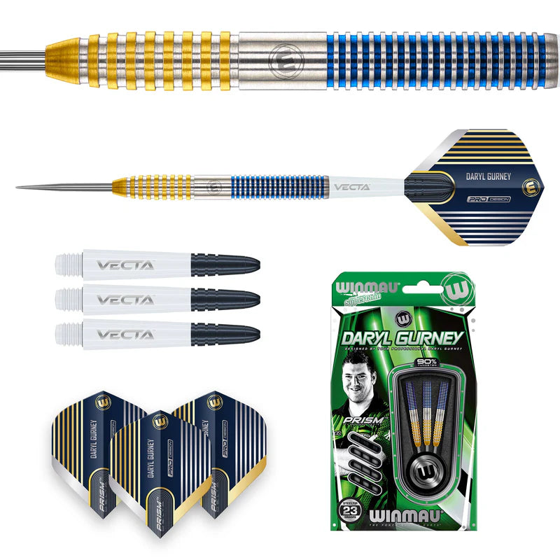 WINMAU DARYL GURNEY SC 1.0 SERIES 23G 90% STEEL TIP DARTS
