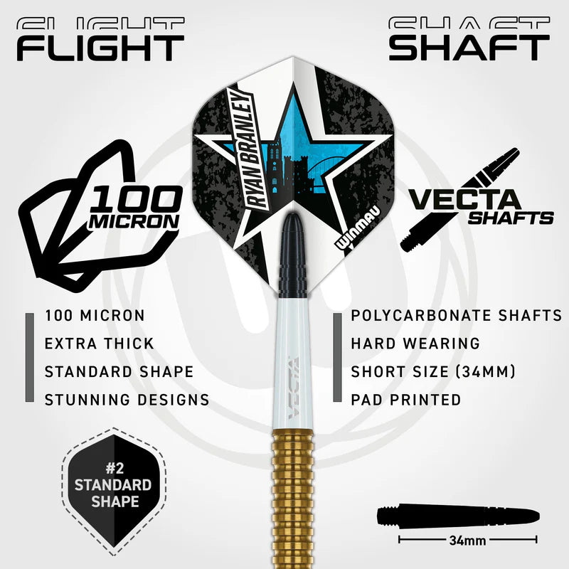 WINMAU RYAN BRANLEY 23G 90% STEEL TIP DARTS
