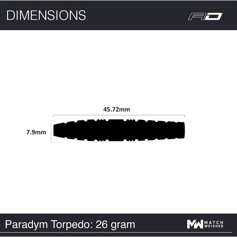 RED DRAGON PARADYM - TORPEDO 90% STEEL TIP DARTS