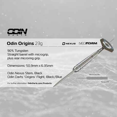 ODIN ORIGINS 23G 90% STEEL TIP DARTS (PREORDER)