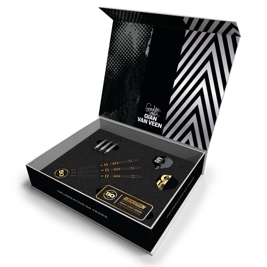RED DRAGON GIAN VAN VEEN 21G 90% 50 YEAR LIMITED EDITION PLAYER BOX
