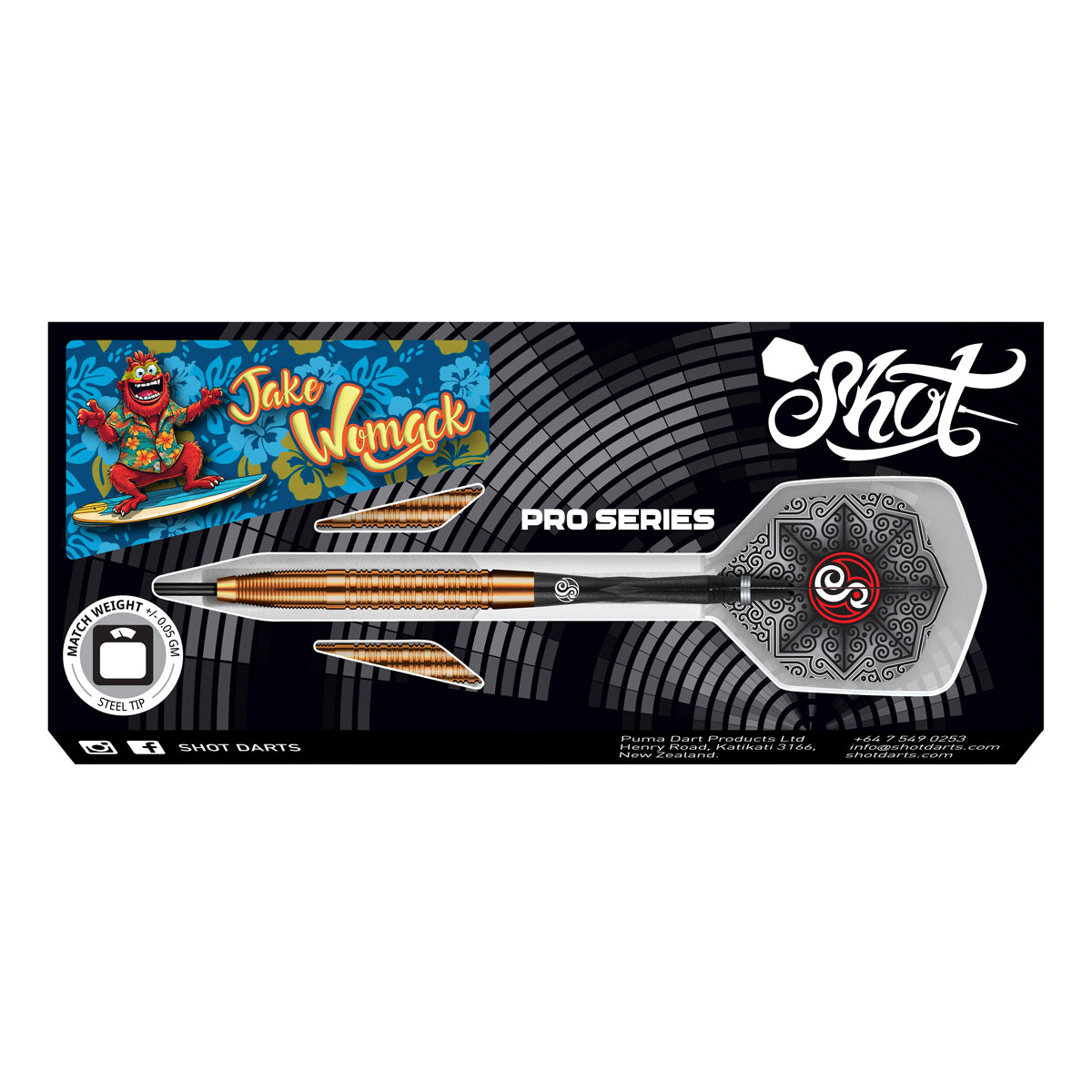 SHOT PRO SERIES JAKE WOMACK 23G 90% STEEL TIP DARTS