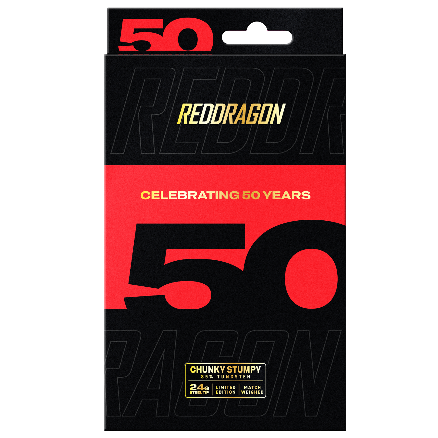 RED DRAGON 50TH ANNIVERSARY CHUNKY STUMPY 3 24G 85% STEEL TIP DARTS