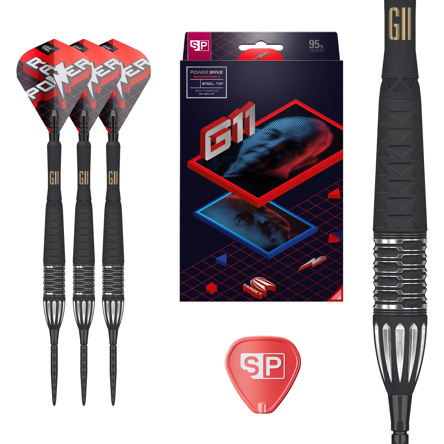PHIL TAYLOR RAW POWER G11 95% SP STEEL TIP DART