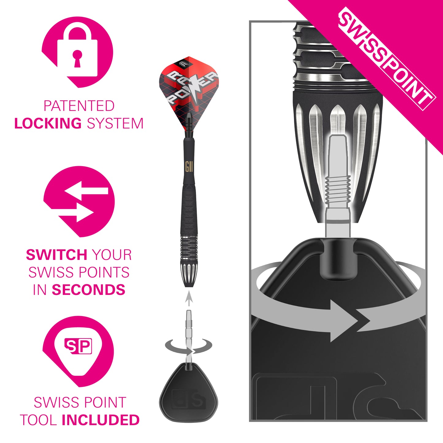 PHIL TAYLOR RAW POWER G11 95% SP STEEL TIP DART
