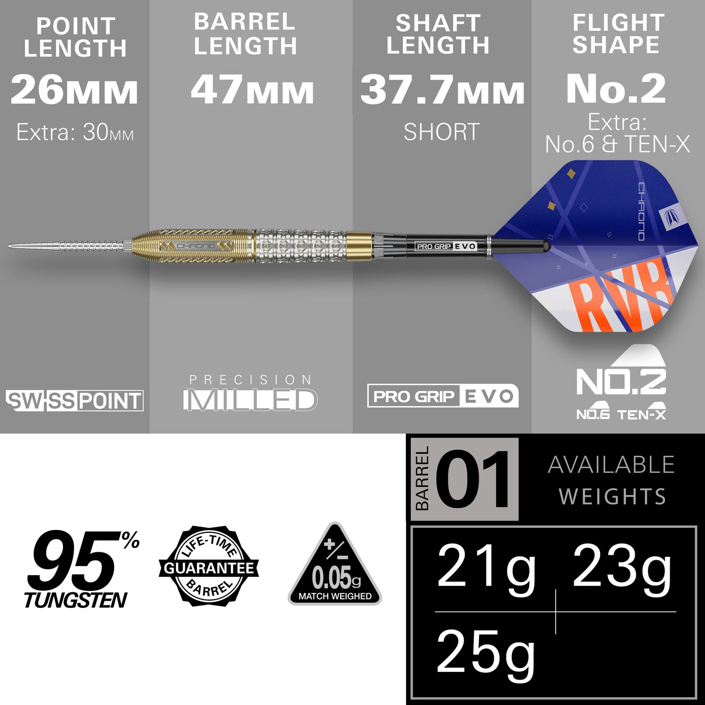 TARGET RAYMOND VAN BARNEVELD CHRONO 95% SP STEEL TIP DART