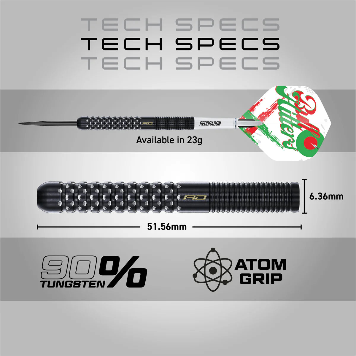 RED DRAGON BULL HITTERS V1 23G 90% STEEL TIP DARTS