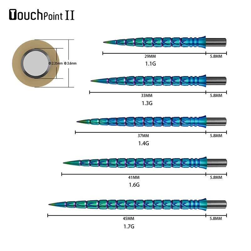 CUESOUL TOUCH POINT II SLASH CUT RINGS MULTI COLOURED STEEL TIP DART POINTS