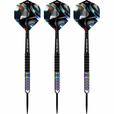 MISSION IRIDIAN STEEL TIP DARTS 90% TUNGSTEN BLACK & CORAL PVD