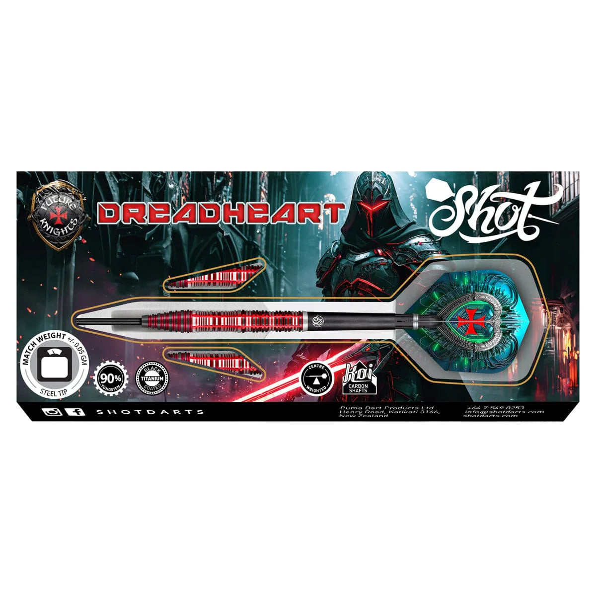 SHOT FUTURE KNIGHTS DREADHEART 90% STEEL TIP DARTS