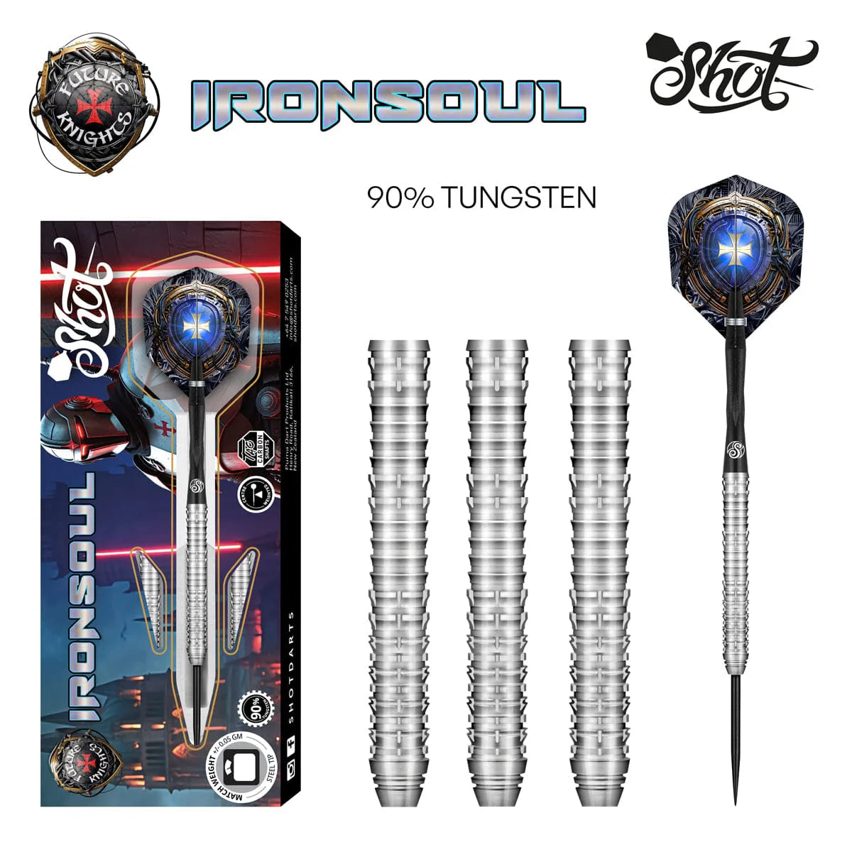 SHOT FUTURE KNIGHTS IRONSOUL 90% STEEL TIP DARTS