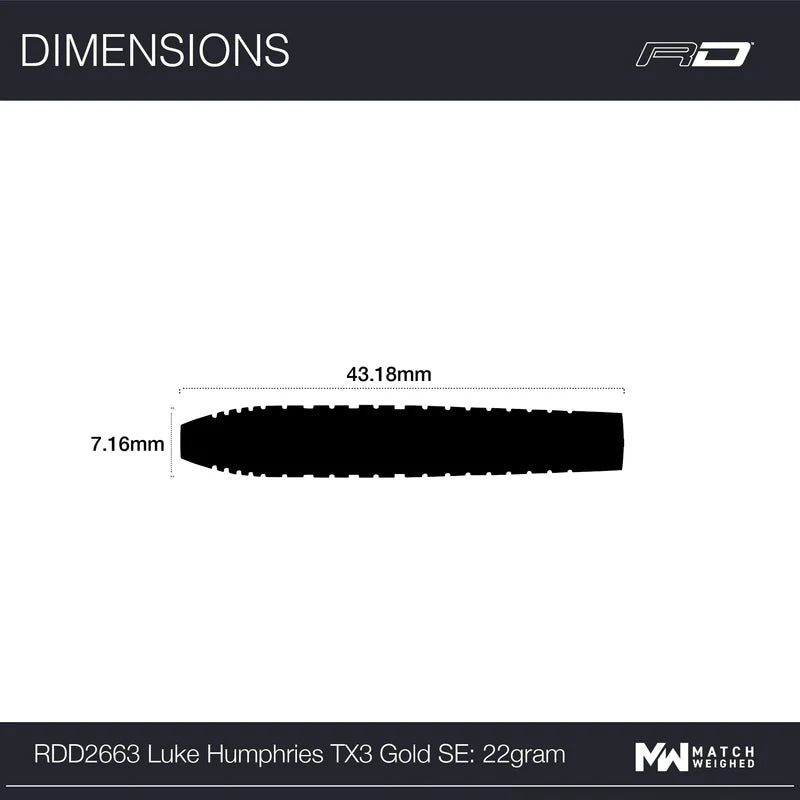 RED DRAGON LUKE HUMPHRIES TX3 GOLD S.E. 90% STEEL TIP DARTS