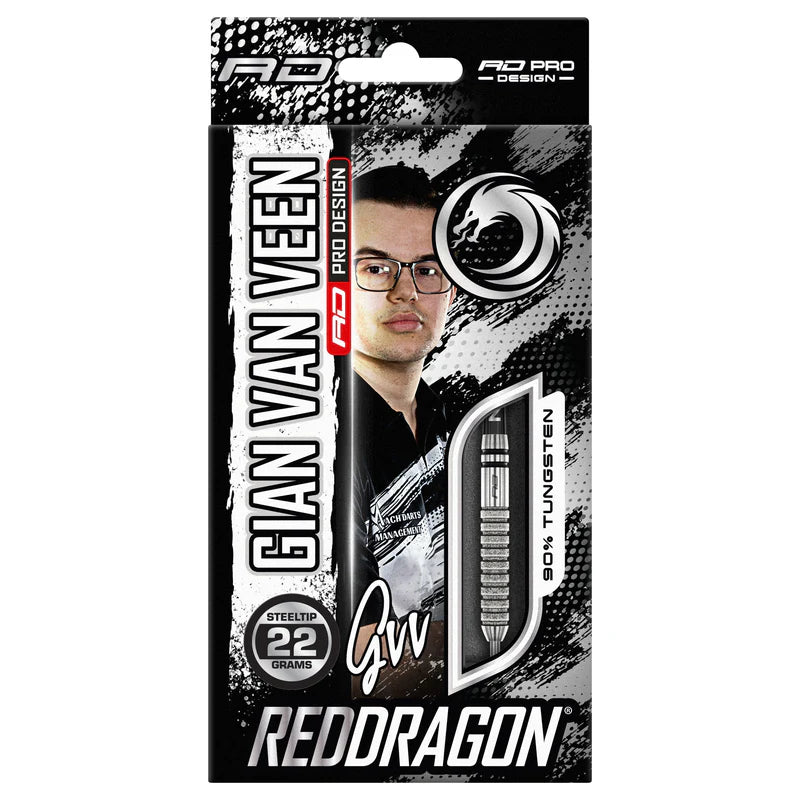 RED DRAGON GIAN VAN VEEN TOUR EDITION 22G 90% STEEL TIP DARTS