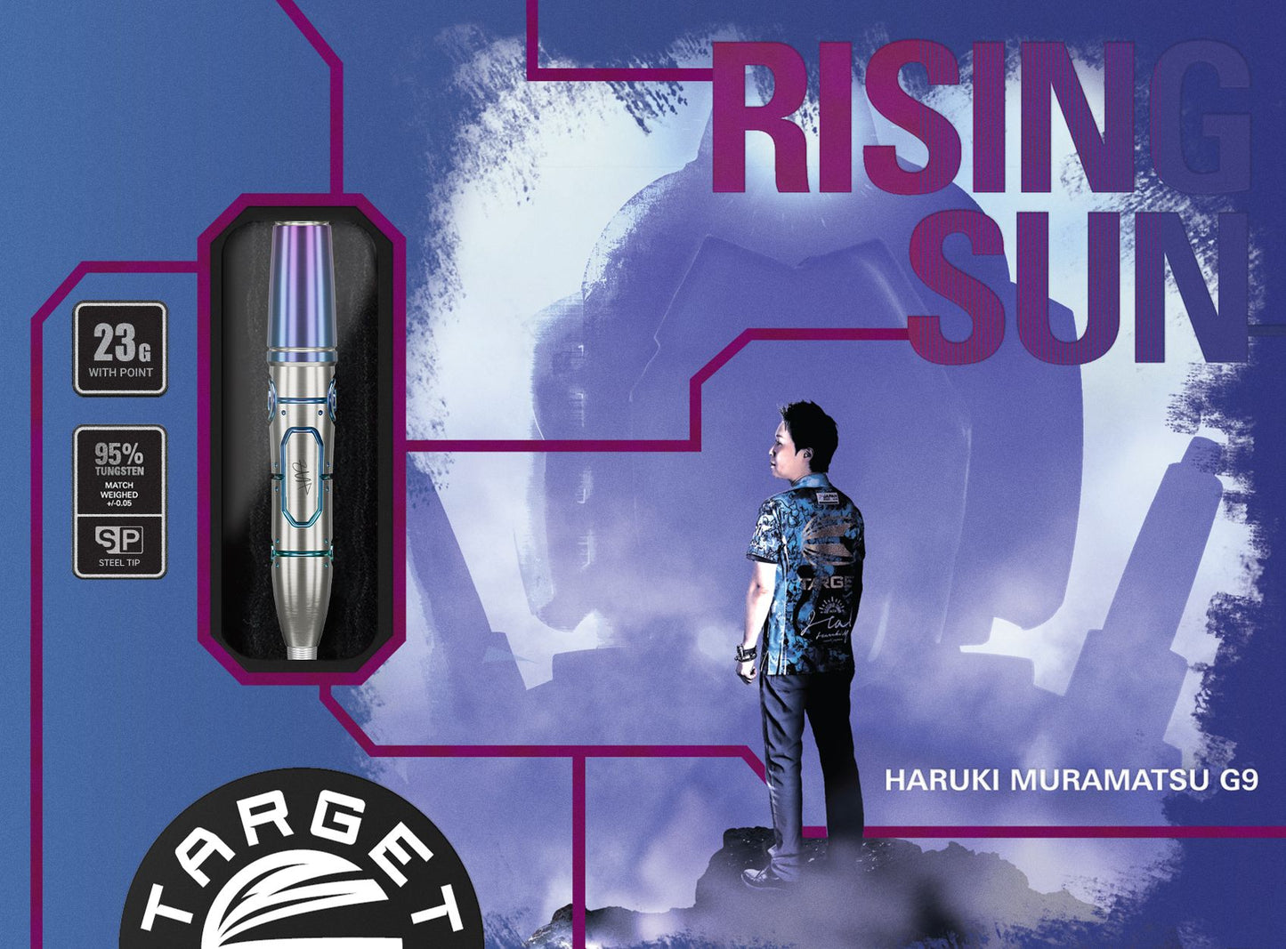 TARGET JAPAN HARUKI MURAMATSU RISING SUN GEN 9 **NO GROOVE** 95% 23G SP STEEL TIP DARTS