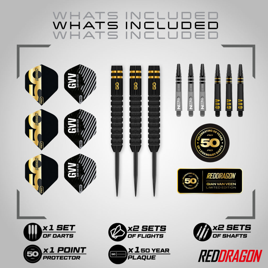 RED DRAGON GIAN VAN VEEN 21G 90% 50 YEAR LIMITED EDITION PLAYER BOX