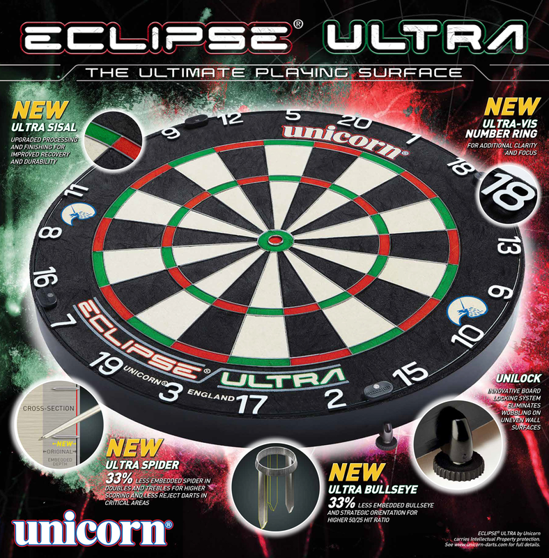 UNICORN ECLIPSE ULTRA BRISTLE DARTBOARD - WITH UNILOCK