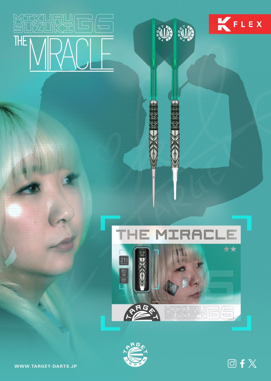 TARGET JAPAN MIKURU SUZUKI THE MIRACLE GEN 6 90% 23G SP STEEL TIP DARTS