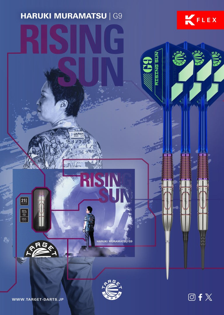 TARGET JAPAN HARUKI MURAMATSU RISING SUN GEN 9 95% 23G SP STEEL TIP DARTS