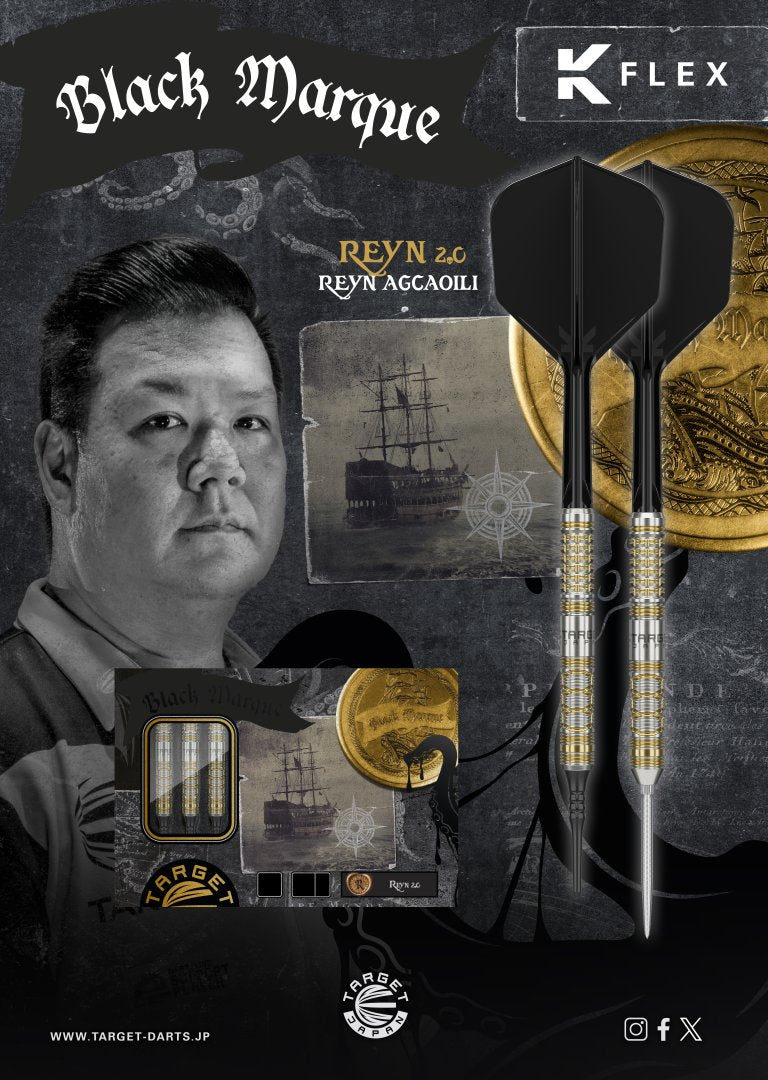 TARGET JAPAN BLACK MARQUE REYN GEN 2 90% SP STEEL TIP DARTS