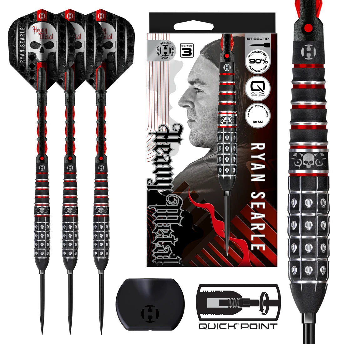 HARROWS RYAN SEARLE 90% SERIES 3 QUICK POINT STEEL TIP DARTS