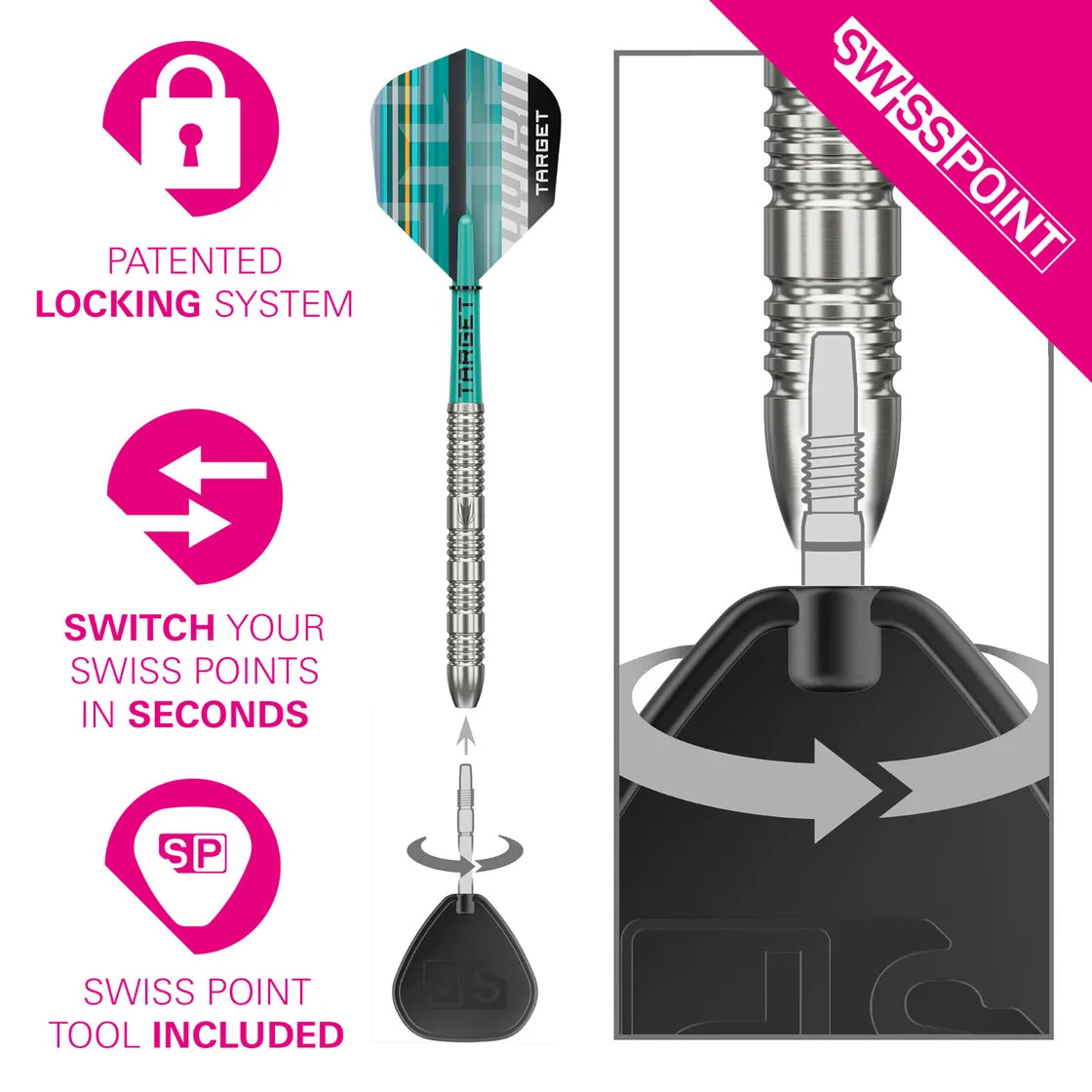TARGET DARTS HYDRO 02 90% SP STEEL TIP DARTS