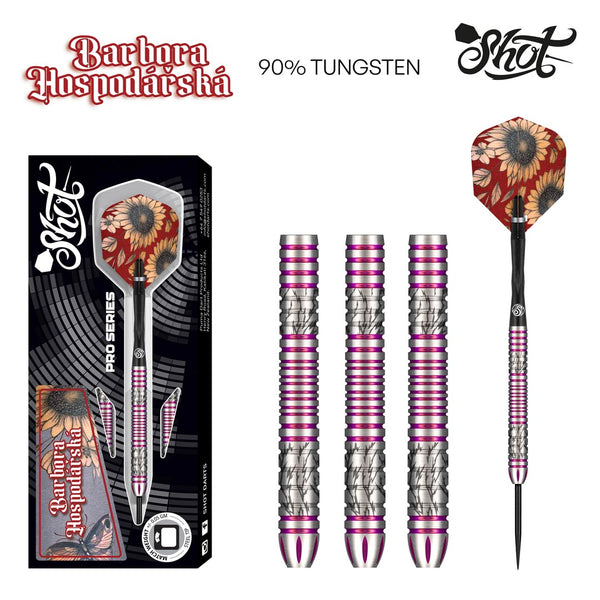 SHOT PRO SERIES BARBORA HOSPODARSKA 2.0 23G 90% STEEL TIP DARTS
