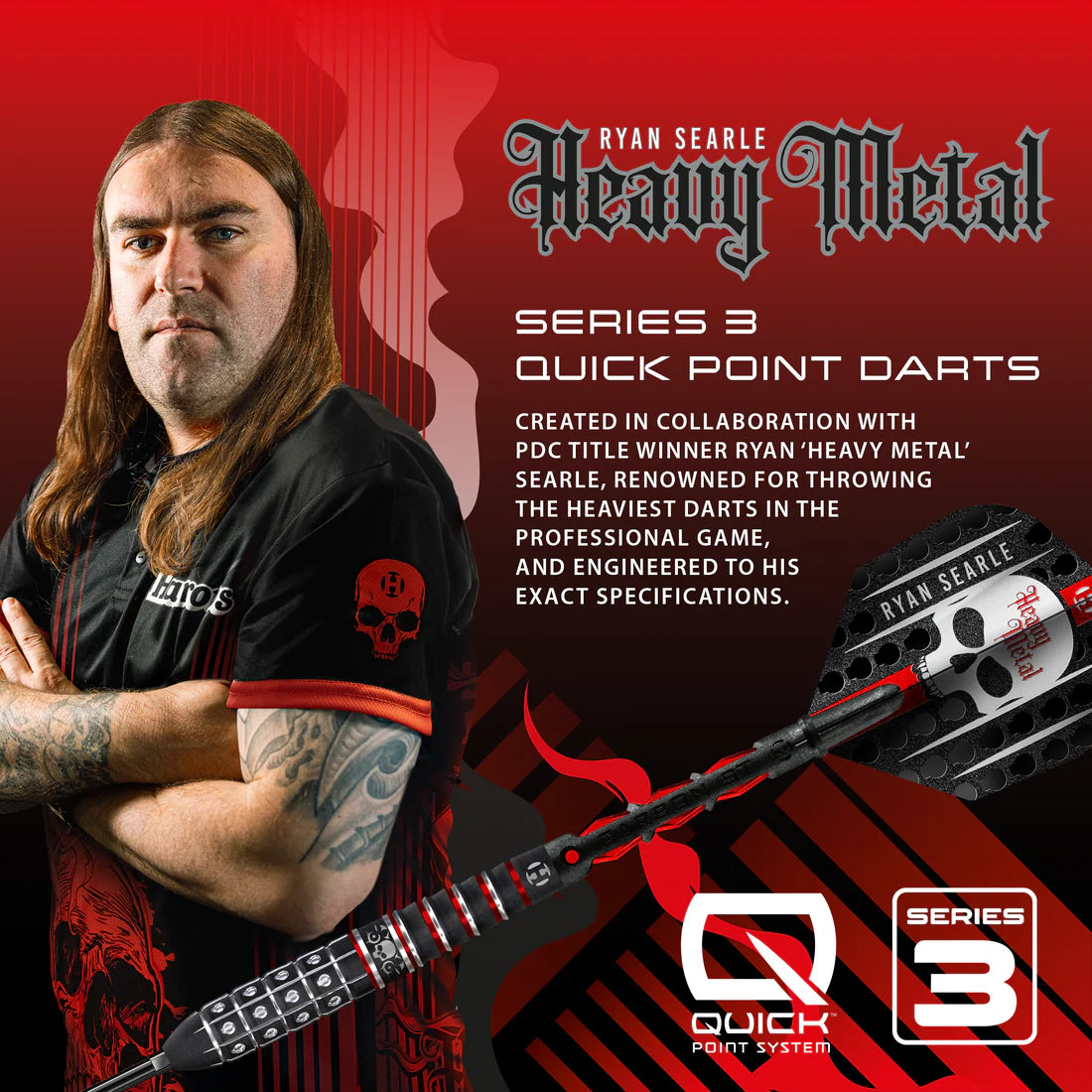 HARROWS RYAN SEARLE 90% SERIES 3 QUICK POINT STEEL TIP DARTS