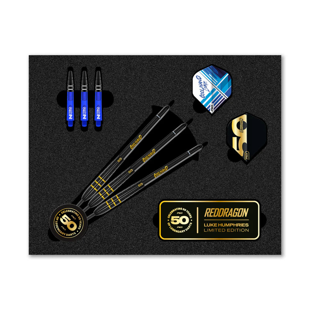 RED DRAGON LUKE HUMPHRIES 22G 90% 50 YEAR PLAYER EDITION DARTS BOX