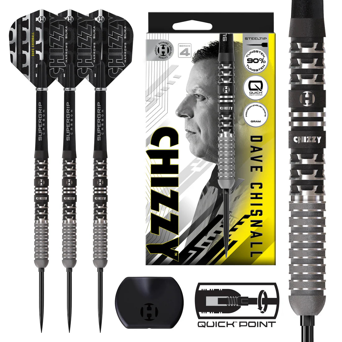 HARROWS CHIZZY 90% SERIES 4 QUICK POINT STEEL TIP DARTS