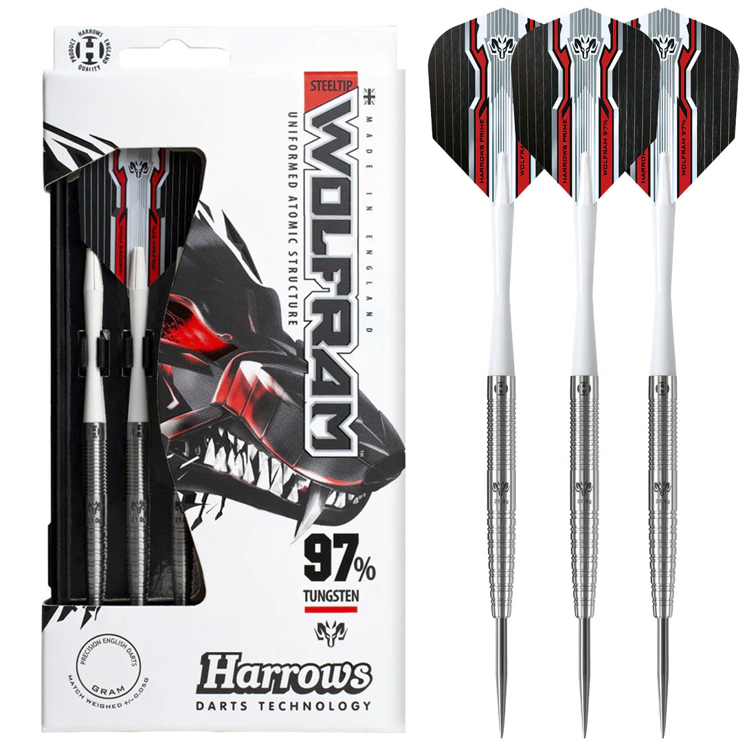 HARROWS WOLFRAM 97% STEEL TIP DARTS