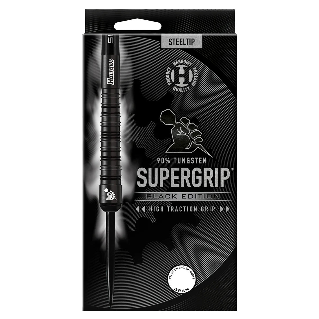 HARROWS SUPERGRIP 90% BLACK EDITION STEEL TIP DARTS