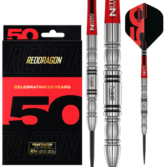RED DRAGON 50TH ANNIVERSARY PENETRATOR 4 23G 95% STEEL TIP DARTS