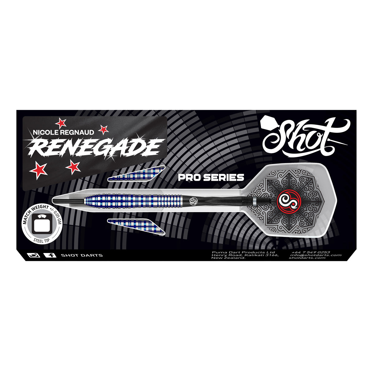 SHOT PRO SERIES NICOLE REGNAUD 23G 90% STEEL TIP DARTS