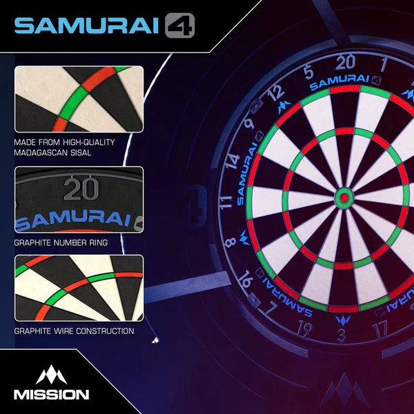 MISSION SAMURAI 4 PROFESSIONAL KNIFE WIRE DARTBOARD GRAPHITE EDITION