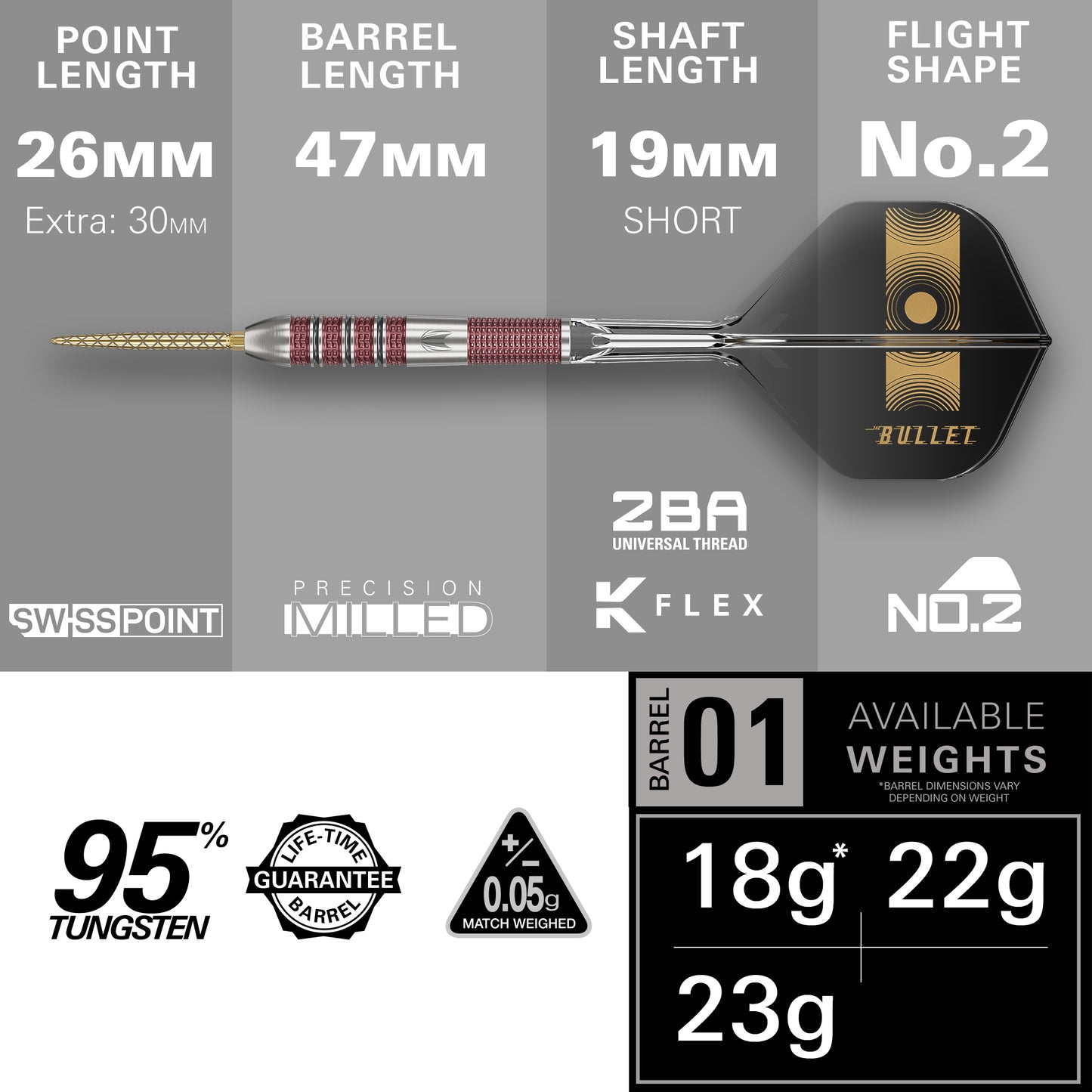 TARGET STEPHEN BUNTING 95K SP STEEL TIP DARTS