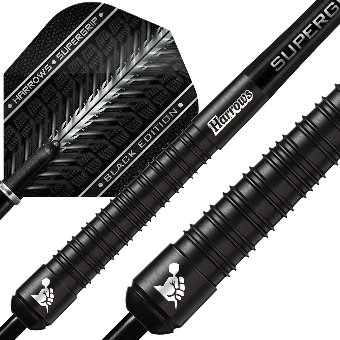 HARROWS SUPERGRIP 90% BLACK EDITION STEEL TIP DARTS