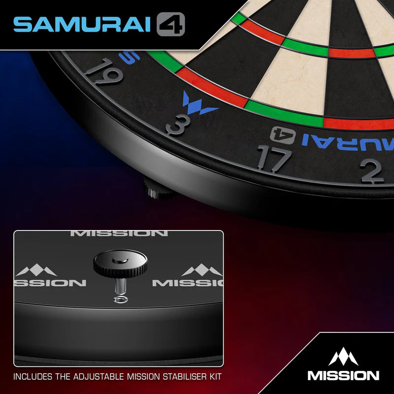 MISSION SAMURAI 4 PROFESSIONAL KNIFE WIRE DARTBOARD GRAPHITE EDITION