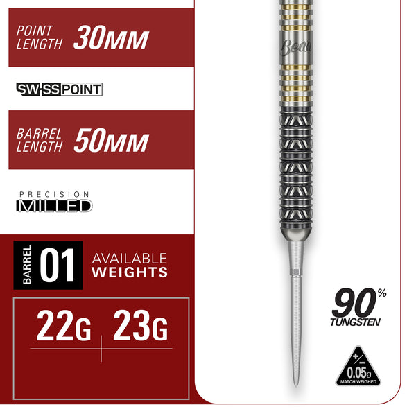 TARGET JAPAN BEAU GREAVES SPECIAL EDITION 90% STEEL TIP DARTS