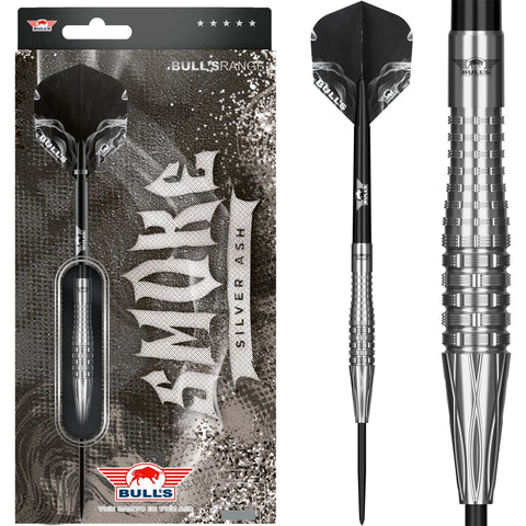 BULLS SMOKE 90% STEEL TIP DARTS - SILVER ASH