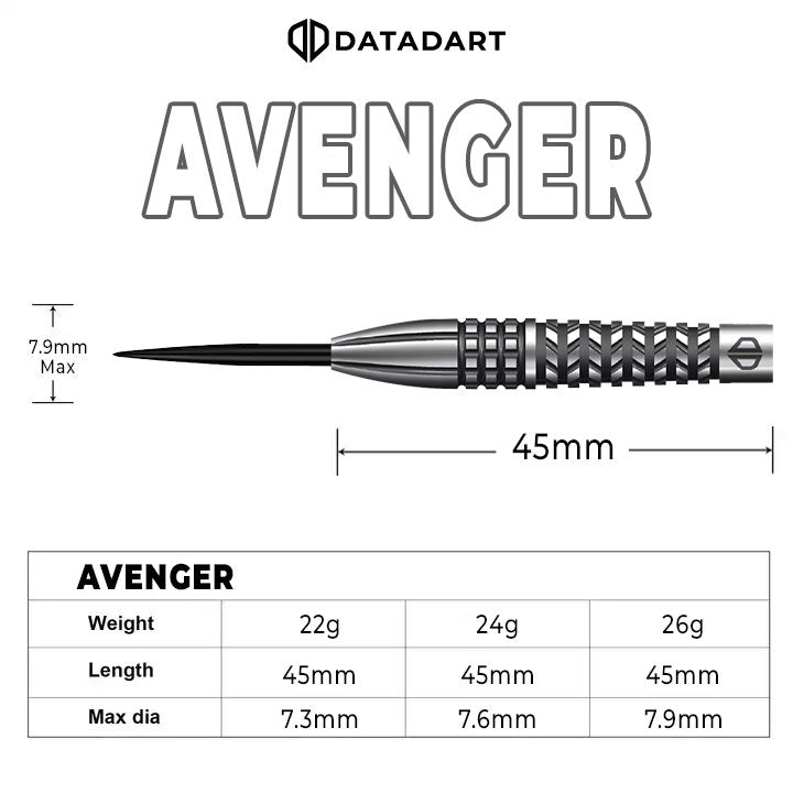 DATADART AVENGER 90% STEEL TIP DARTS