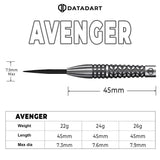 DATADART AVENGER 90% STEEL TIP DARTS