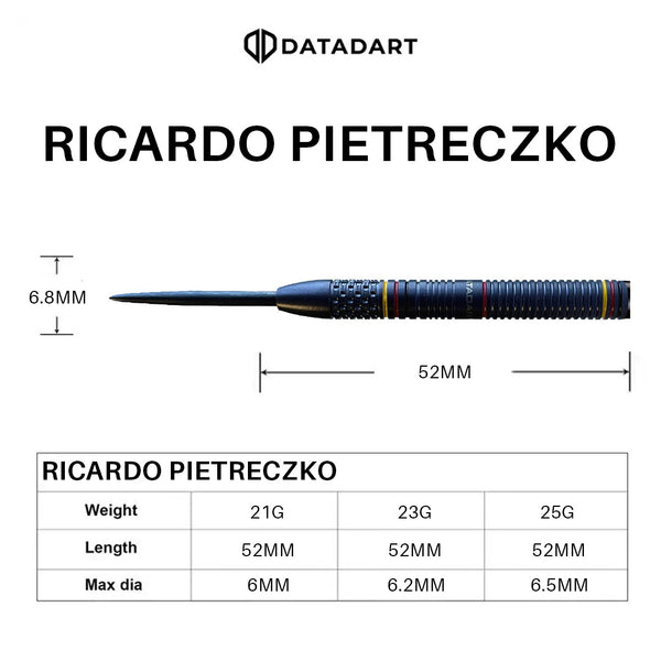 DATADART RICARDO PIETRECZKO 90% STEEL TIP DARTS DIMENSIONS