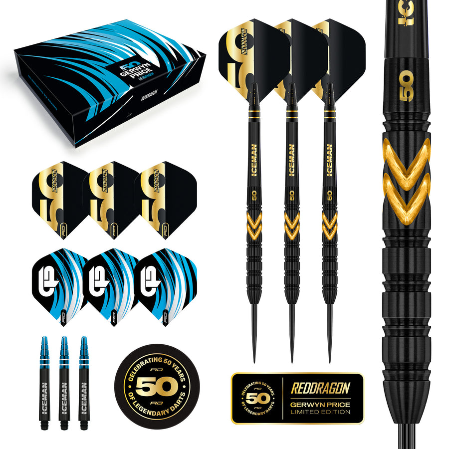 RED DRAGON GERWYN PRICE 23G 90% 50 YEAR LIMITED EDITION PLAYER BOX