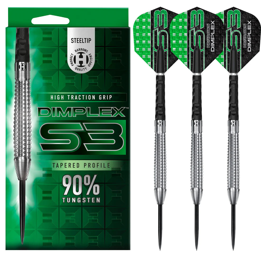 HARROWS DIMPLEX S3 TAPERED PROFILE 90% STEEL TIP DARTS