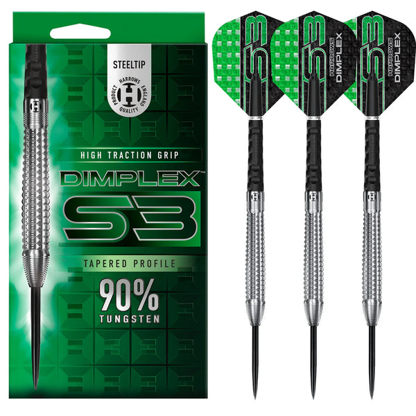HARROWS DIMPLEX S3 TAPERED PROFILE 90% STEEL TIP DARTS