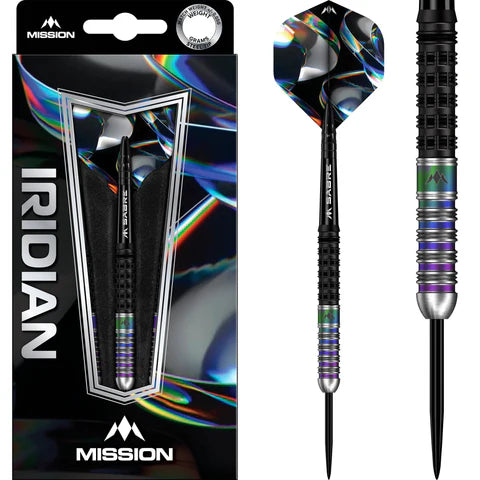 MISSION IRIDIAN STEEL TIP DARTS 90% TUNGSTEN BLACK & CORAL PVD