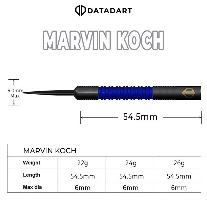 DATADART MARVIN KOCH 90% TUNGSTEN STEEL TIP DARTS