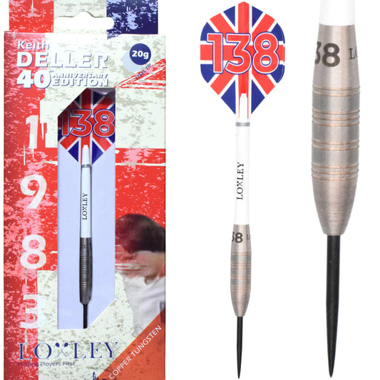 LOXLEY KEITH DELLER 40TH ANNIVERSARY COPPER TUNGSTEN STEEL TIP DARTS