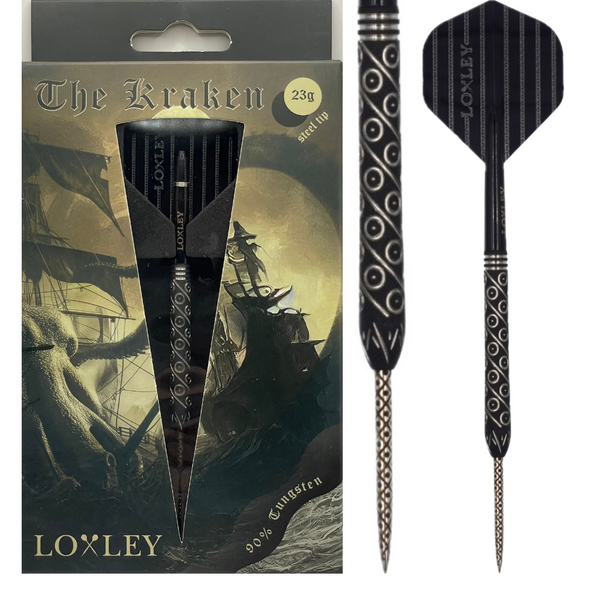 LOXLEY KRAKEN’S REVENGE LIMITED 'BLACK' EDITION 23G 90% STEEL TIP DARTS